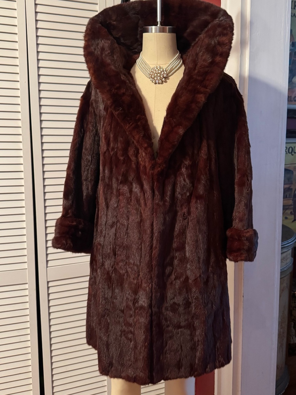Vintage Women’s Mink Fur High Collar Coat